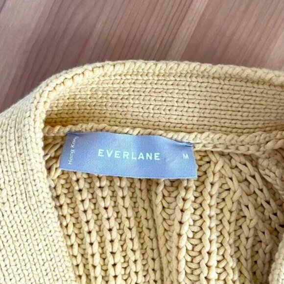 Everlane The Cotton Texture Cardigan Knit Chunky Sweater Butter Yellow Medium - Picture 5 of 6